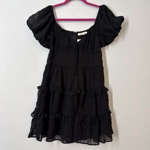 Francesca's Whimsigoth Fairy Goth Y2K Black Babydoll Dress Medium